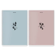 Тетради ДЭК А4 96 л. КОМПЛЕКТ 2 шт. BRAUBERG гребень, клетка, матовая ламинация, "Пастель_3", 404885