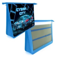 Папка д/труда А4 (340*245*75) 2отд. молния сверху, пластик "Cyber city"