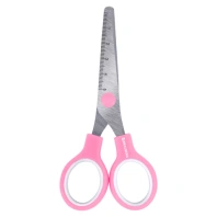 Ножницы BRAUBERG KIDS 130 мм, ручки розовые, закругленные лезвия с линейкой, 274063