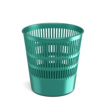 Корзина для бумаг сетчатая пластиковая ErichKrause® Ice Metallic, 12л, бирюзовая