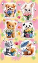 Наклейки детские 15*9см  "Зверята"