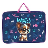 Папка А3 (475*345*40) с ручками, молния, ткань "Стильный щенок"