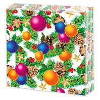 Салфетка "НГ Шишки-Шарики" 33*33см, 20 шт., 2-х слойная