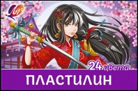 Пластилин 24цв 480гр. Аниме, со стеком,  карт.упак.(сиреневая)