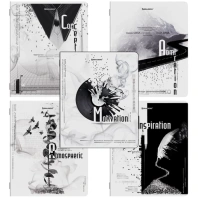 Тетради ДЭК А5 48 л. КОМПЛЕКТ 5 шт. BRAUBERG скоба, клетка, матовая ламинация, BLACK&WHITE, 404963