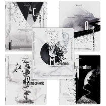 Тетради ДЭК А5 48 л. КОМПЛЕКТ 5 шт. BRAUBERG скоба, клетка, матовая ламинация, BLACK&WHITE, 404963