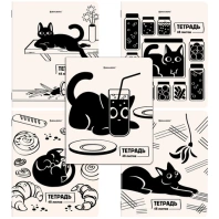 Тетради ДЭК А5 48 л. КОМПЛЕКТ 5 шт. BRAUBERG, скоба, клетка, TWIN-лак, "КОТ-НЕПОСЕДА", 404943