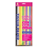 Цветная бумага ТИШЬЮ 17г/м2, 50х66см, 20 листов 10 цветов пастель ассорти, ЗОЛОТАЯ СКАЗКА, 116493