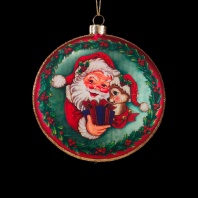 Украшение ErichKrause Подарки Деда Мороза медальон 10см, стекло