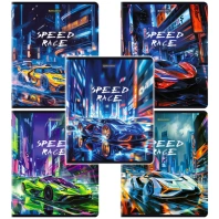 Тетради ДЭК А5 48 л. КОМПЛЕКТ 5 шт. BRAUBERG, скоба, клетка, глянцевый лак, "АВТО", 404932