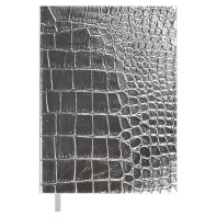 Ежедневник недат А6+ кожзам., мягк.пер., 160л. "Кроко металлик серебряный" ляссе