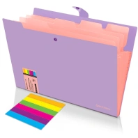 Папка-органайзер на кнопке 5 отделений, BRAUBERG "Extra", А4, лиловая с персиковым, 274098