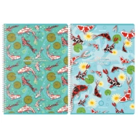 Тетради ДЭК А4 96 л. КОМПЛЕКТ 2 шт. BRAUBERG гребень, клетка, TWIN-лак, "Карпы Кои", 404882