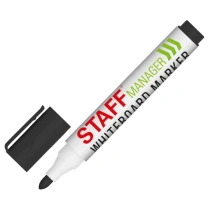 Маркер стираемый для белой доски ЧЕРНЫЙ, STAFF "MANAGER" WBM-300, 3 мм, с клипом, 152636