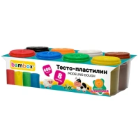 Тесто пластилин для лепки СУПЕР ПЛАСТИЧНОЕ, 8 цветов, 400г, крышки-штампики, BAMBOX (БАМБОКС), 107248