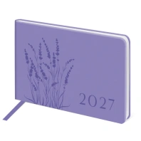 Еженедельник датированный 2027 МАЛЫЙ ФОРМАТ 105х160мм А6 BRAUBERG Imprint, тиснение, сиреневый, 118162