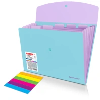 Папка-органайзер конверт на кнопке 6 отделений, BRAUBERG "Extra", A4, голубая с лиловым, 274104