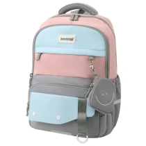 Рюкзак SNOOBAG (СНУБЭГ) PROACTIVE с кошельком, 2 отделения, Smile, серо-розовый, 40х29х17 см, 274445