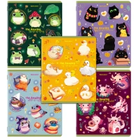 Тетради ДЭК А5 48 л. КОМПЛЕКТ 5 шт. BRAUBERG, скоба, клетка, TWIN-лак, "AMAZING ANIMALS", 404942